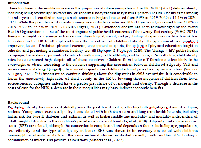 Partial solution of research proposal assignment